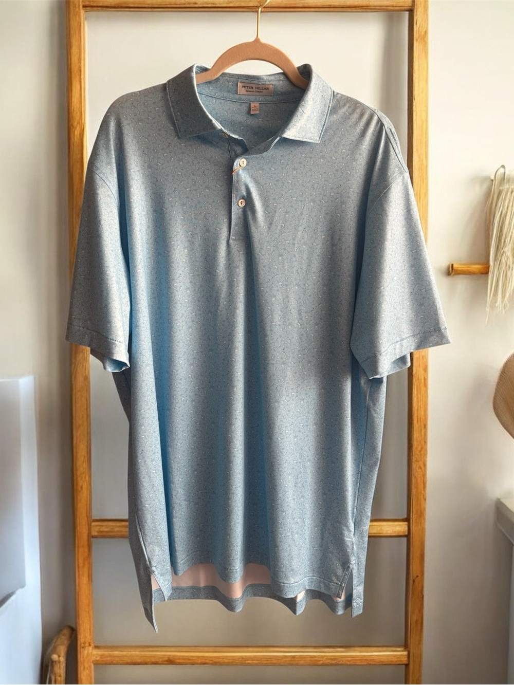 Peter Millar Summer Comfort Crown Sport Travel Icons Jersey Polo Shirt Men Large